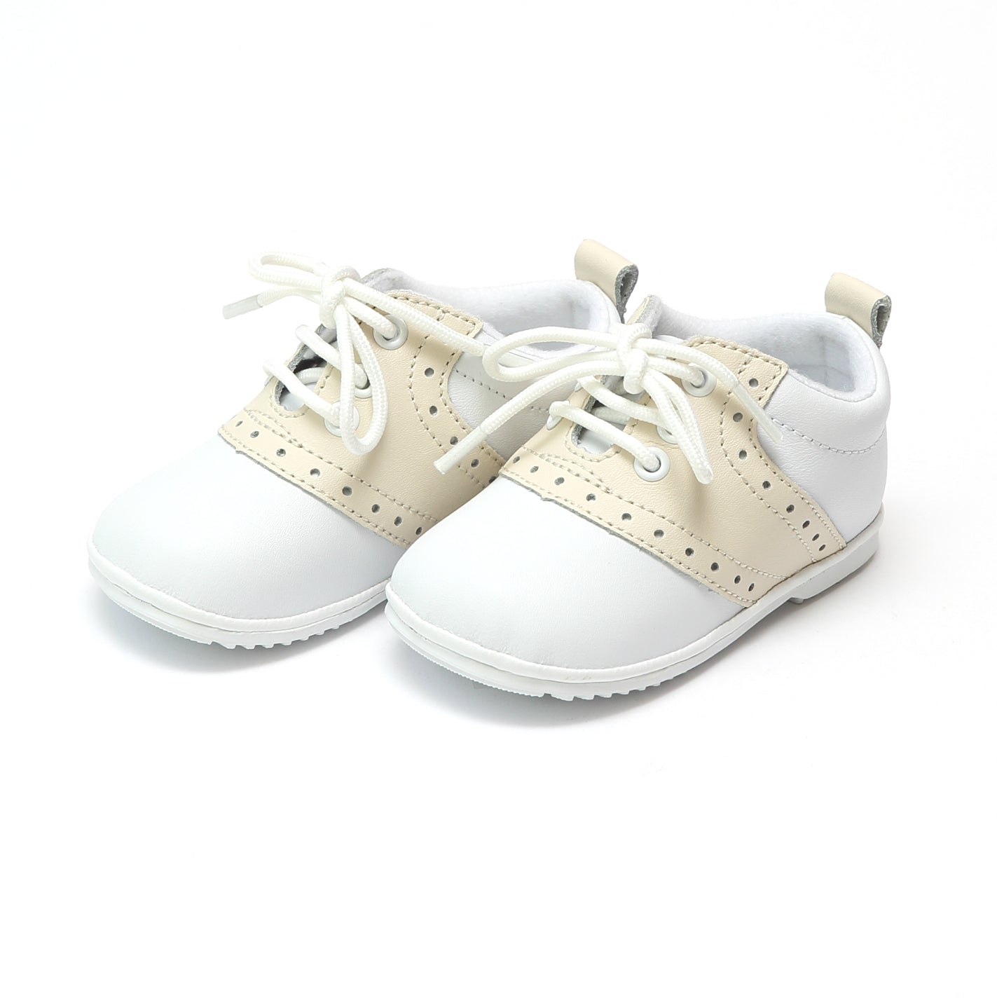 Austin Beige Leather Saddle Oxford Shoe (Baby) - Beige